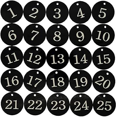Acrylic ID Number Tags Key Tags with Key Rings Black 0-10