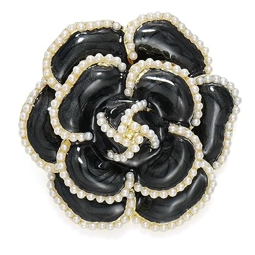 Gleamart Pearl Camellia Brooch Solid Color Flower Brooch for Women and Girls
