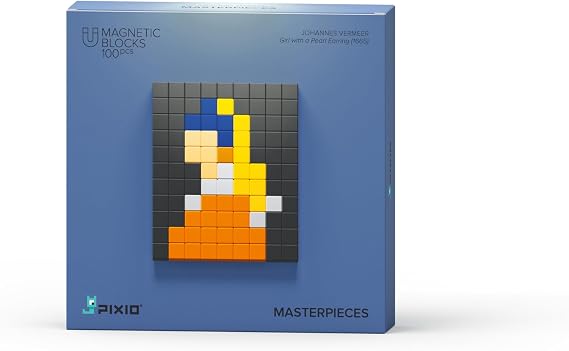 PIXIO Magnetic Blocks Building Toy in The Pixel Art Style with Free App - 5/16" Plastic Cubes with Magnets Inside - Open Ended Creativity Toy for Ages 6+ Johannes Vermeer
