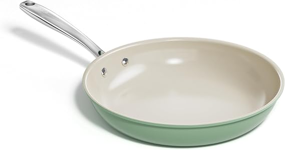 Redchef 11" Nonstick Large Frying Pan, Ceramic Saute Pan, PFAS Free, Green