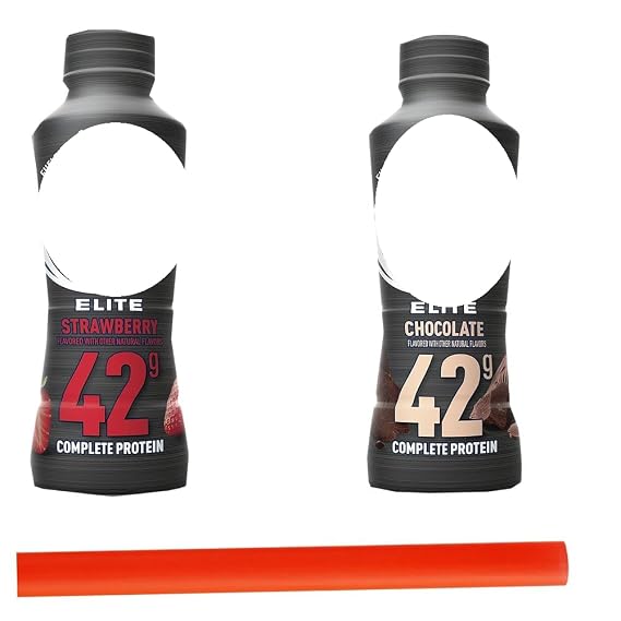 SEDLAV Straw for Fairlife Core Power Elite High Protein Shake, Chocolate, Vanilla, Strawberry, 42g Bottle, 14oz (4pk, Chocolate Strawberry)