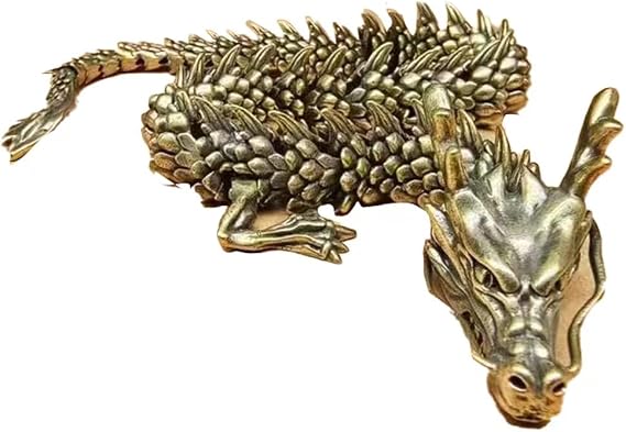 Brass Dragon Statue, Flexibility to Change Shape Dragon Statue.Chinese Brass Decor.Home Office Desk Decoration(SW906)