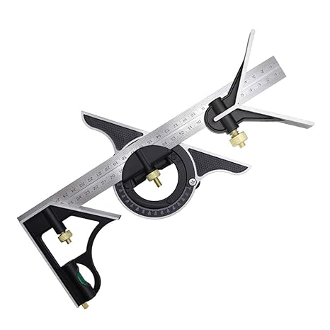 DUEBEL Combination Square - 12' Stainless Steel Multi-Function Carpentry Square with Right 90 Degree Angle Ruler