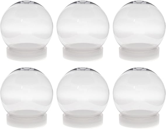 Creative Hobbies Pack of 6 (100mm) 4 Inch DIY Snow Globe Water Globe - Clear Plastic with Screw Off Cap | Perfect for DIY Crafts and Customization