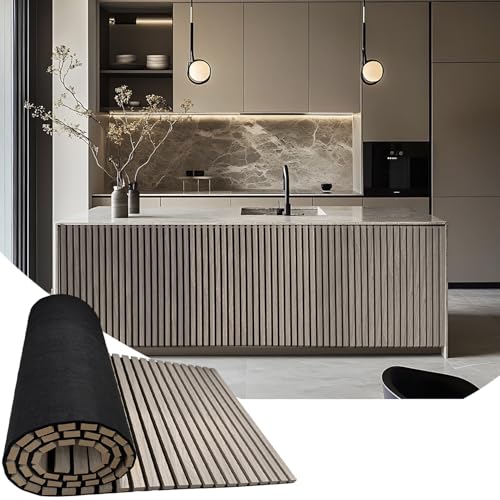 94.5 x 23.6 in Acoustic Wood Wall Panels,3D Flexible Soundproof Wall Panels,Wood Slat Wall Panel for Interior Wall Decor White Oak