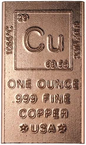 1oz Copper Bar Bullion Element Design 1oz Copper Bar