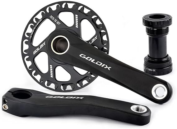 Childrens Mountain Bike Crankset,110/127/140/150/155/160MM Bike Crank Arms,Hollow Integrated Folding Bicycle Crank,Wide 28/30/32/34/36T Single Speed Round Narrow Chainring 7-12S With BB(34T,127mm)