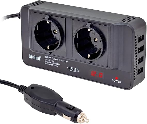 12 Volt 200 Watt, 4 Usb, 2 Priz, Dijital, Çakmaktan Power İnverter,