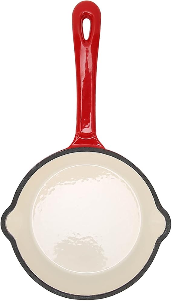 Deep Frying Pan,Cast Iron Enamel Double Layers Nonstick appearance Long Handle USEFUL Sturdy Saute Pan for Home Restaurant