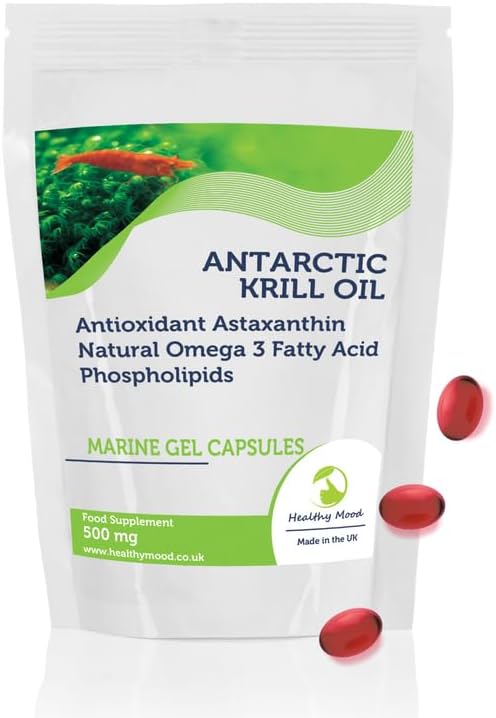Antarctic Krill Oil 500mg Omega Marine Oil Omega 3 6 9 Phospholipids Antioxidant Sample Pack of 7 Capsules Health Food Supplements HEALTHY MOOD UK Quality Nutrients