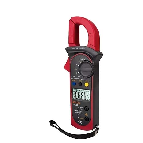 ST201 Digital Clamp Multimeter 4000 Counts Clamp Ammeters Transistor Capacitor Tester Power Test Automotive AC/DC Voltage Current Tester - Red