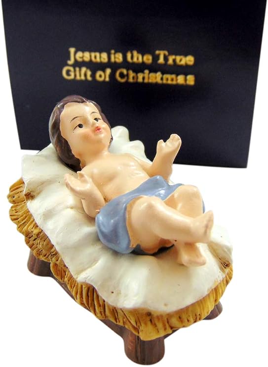 Westmon Works Baby Jesus Figurine with Manger Small Nativity Statue in a Box, 2 Inch