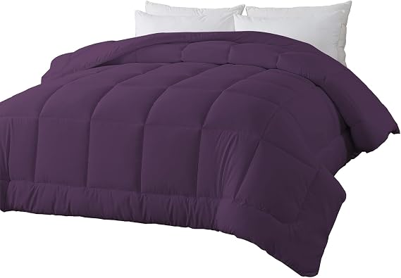BedTreat Down Alternative Comforter Queen Duvet Insert with Corner Tabs, All Season Quilted Bed Comforter Box-Stitched Queen Comforter Purple,Machine Washable Microfiber Bedding