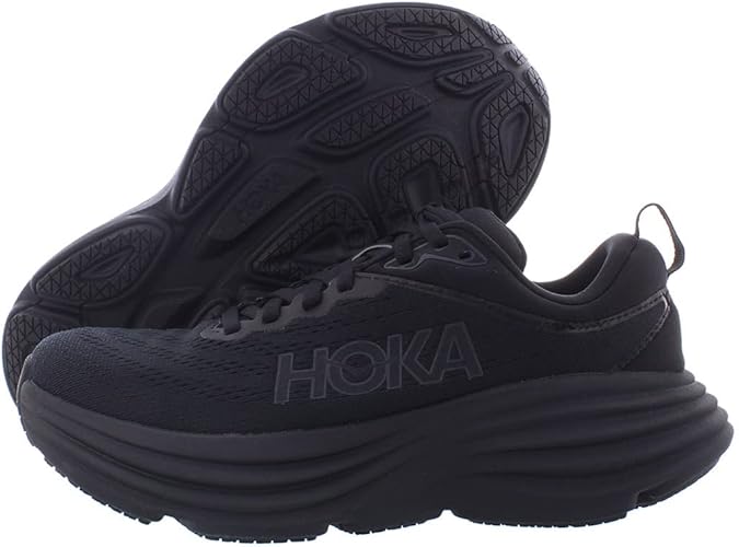 HOKA ONE ONE Bondi 8 Womens Shoes Size 9, Color: Black/Black | Road Running Shoes