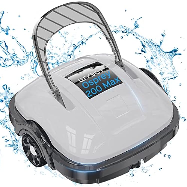 2023 Premium WYBOT Cordless Pool Vacuum with Updated Battery Up to 100Mins Runtime, Robotic Pool Cleaner, Strong Suction, Ideal for Above Flat Bottomed Pools Up to 861 Sq.Ft Osprey 200Max