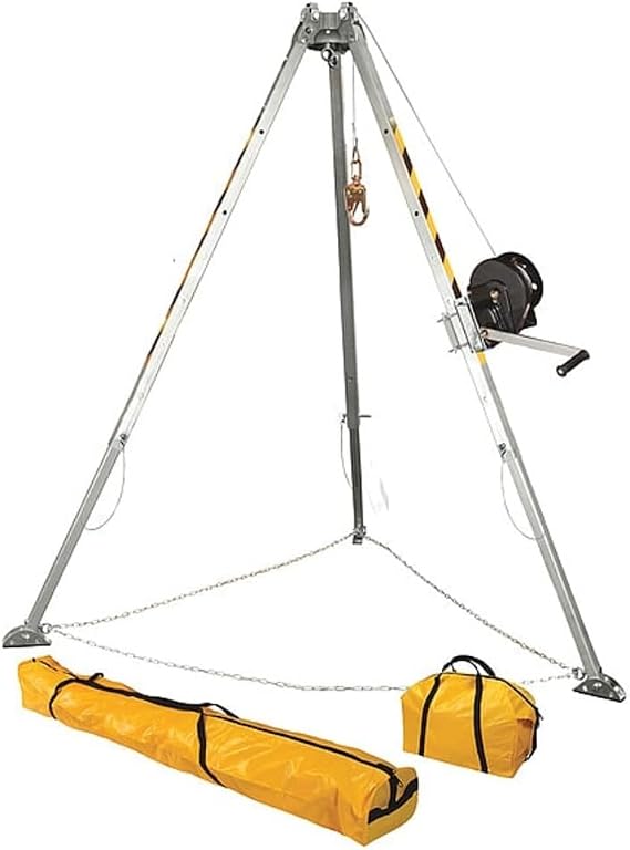 FallTech 7507 Confined Space Tripod Kit - Tripod Kit with 7276 Tripod, 7293 Winch, 7291B Leg Bracket, and Storage Bags, Natural