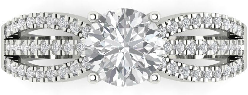 Clara Pucci 14K Solid Gold Engagement Ring for Women | 1.27 cttw Moissanite