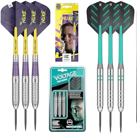Target Darts Luke Littler v's Rob Cross Professional Brass Darts Set with Wallets, Dart Flights and Shafts