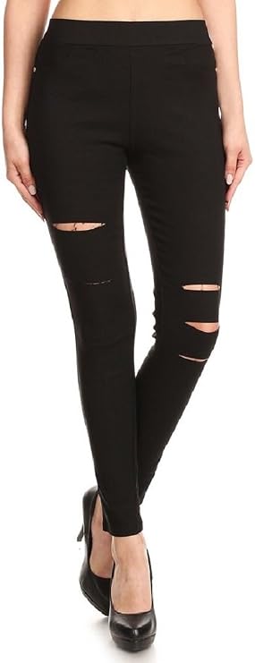 Jvini Women's Pull-On Ripped Distressed Stretch Legging Pants Denim Jean Reg-Plus Size