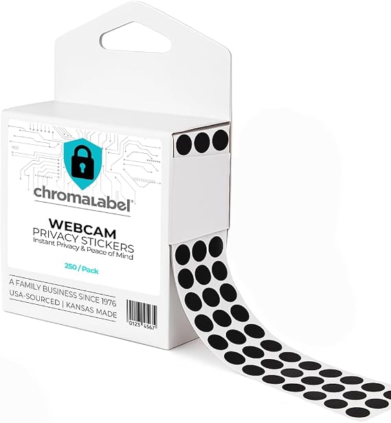 ChromaLabel 1/4 Inch Black Webcam Cover Dots, 250/Box