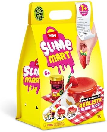 ZURU Slime Mart Strawberry Cheesecake Slime Making Kit, Make Your Own Realistic Food Slime, Ages 6+, with Mixing Tools and Recipe Card