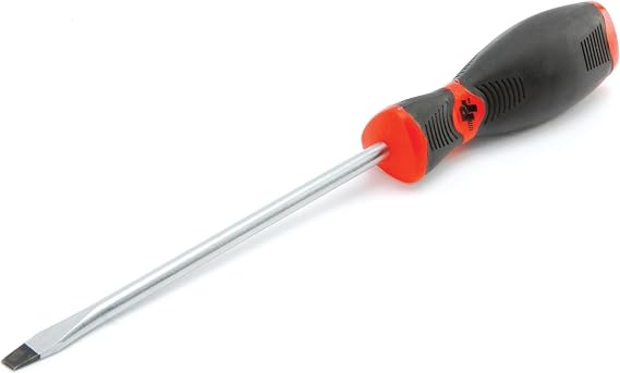 Performance Tool W30989 Black & Red Slotted Screwdriver, 1/4-Inch x 6-Inch