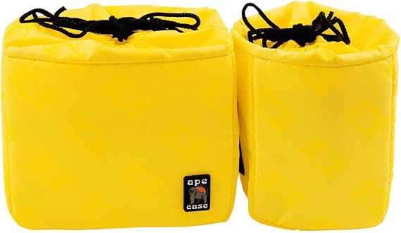 Cubeze Duo (ACQB 41) Flexible Padded Storage Bags; Removable & Adjustable Padded Inserts; Drawstring Closure; Hi-Vis Yellow Interior; Exterior Pockets for Accessories; Yellow (2 Pack)
