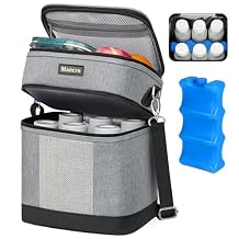 Mancro Breastmilk Cooler Bag with Ice Pack, insulated bottle bag for Daycare and Travel, Double Layer Baby Bottle Cooler Bag Fits 6 up to 9 Ounces for Nursing Moms, Light Grey
