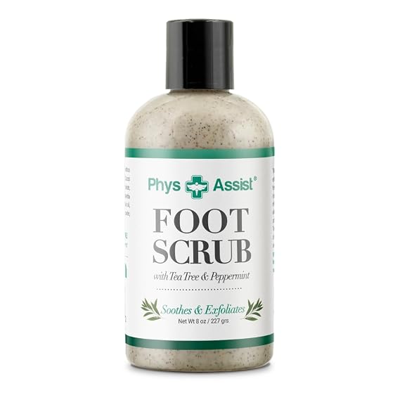 PhysAssist Foot Scrub with Tea Tree & Peppermint - Exfoliating 8 oz Bottle