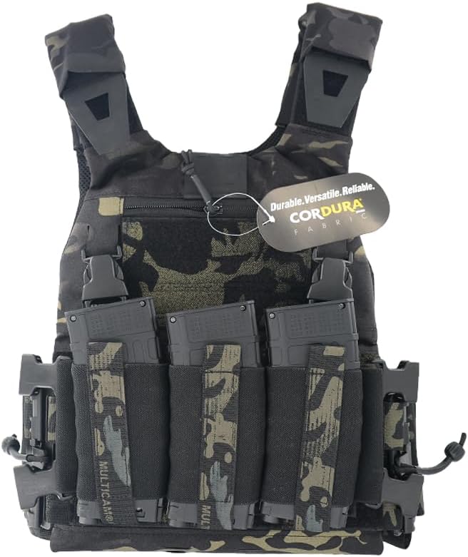 SABAGEAR SSPC 1.0 Slick Plate Carrier 500D CODURA FabricSWIFT CLIP CompatibleStandard M4 Magazine Pouch Equipped