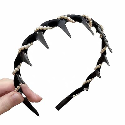 Vintage High Cranium Artificial Pearl Hairband, Hairs Bands With Teeth Hoop,Teeth Comb Headbands for Women, Pearl Hair Accessories, Wedding Party Hair Hoop Band Headwear Black