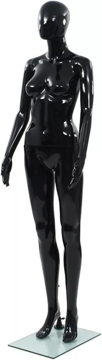 Body Mannequin Female Body Mannequin with Shiny Arm and Shiny Rotating Arm and Head for Clothes Shop Window Black 68.9 Inches Easy to Assemble, Black/White Display Model D