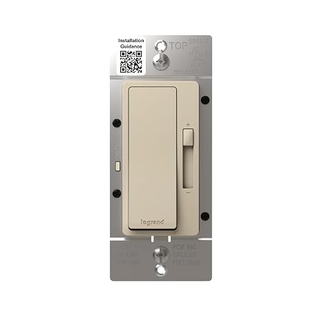 Legrand Radiant 150W LED Dimmer Light Switch 3-Way Rocker Light Almond 1Pk | Pass & Seymour LED Optimized, Decorator Rocker Dimmer Switch, for Dimmable LED Bulbs, Flicker-Free