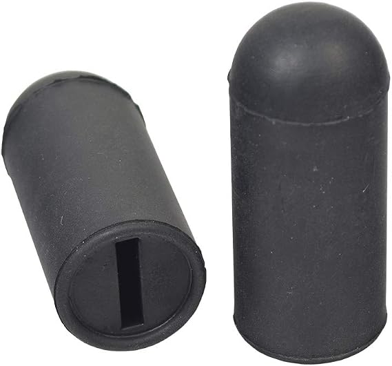 Black Rubber Tips for 5/8" Invacare Wheelchair Brake Lock Levers (Set of 2) | Flat Slot Lever Tip for Wheelchair Wheel Locks. Replacement Handle Lever Tip for Brake Lock Mechanism