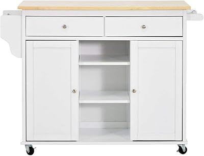Baxton Studio Meryland Kitchen Island Cart, Medium, White