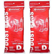 6 Royal Dirt Devil Type D Vacuum Bags, Featherlite, Lite Plus, Extra, Classic, Sensation, Toughtmate, Impulse, Upright Vacuum Cleaners, 3-670147-001, 3670147001, 670147 3-670075-001, 3670075001, 670075 3-670148-001, 6201, 5200, 6700, 6701, 6705, 5235, 085300, 085335, 085400, 085430, 085435, 085440, 085470