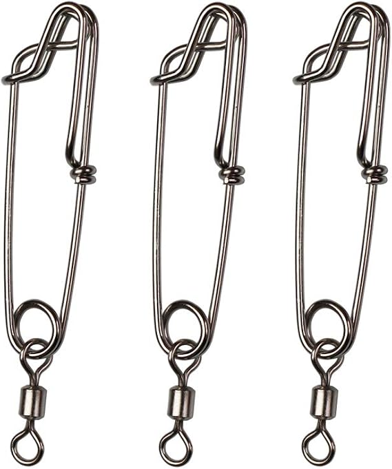 5pcs Longline Fishing Snap Clips Stainless Steel Floatline Tuna Clips with Rolling Swivel 5 Sizes