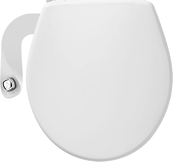 Bio Bidet by Bemis Caswell Toilet Seat with Perfect Fit, Fresh Water Spray, Non-Electric, Easy to Install Bidet, ROUND, White