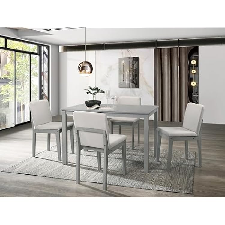 Poundex 5 Piece Dining Set in Gray