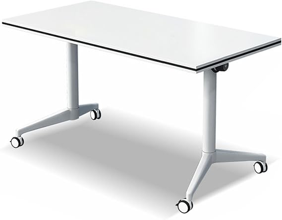 Conference Table, Folding Meeting Conference Table, Office Reception Meeting Table, Boardroom Desk with Wheels, for Office, Meeting Tables 1-47.223.6in/12060cm White