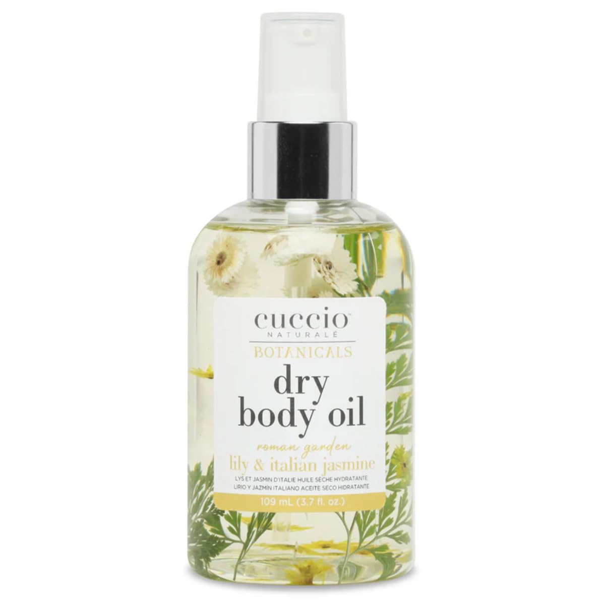 Cuccio Naturale Dry Body Oil - Roman Garden Lily & Italian Jasmine 3.7 oz - Real Flower Infused, Fast Absorbing, Non-Greasy Moisturizer for Soft, Radiant Skin