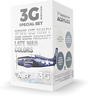 AK Acrylics 3Gen Aircraft Set AK11730 WWII US Navy & USMC Aircraft Late War Colors SET3G 4x17ml