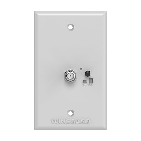 Winegard RV-8042 Wall Plate Power Supply White RV Antenna +12 VDC Power, 2-TV Splitter, Cable Input