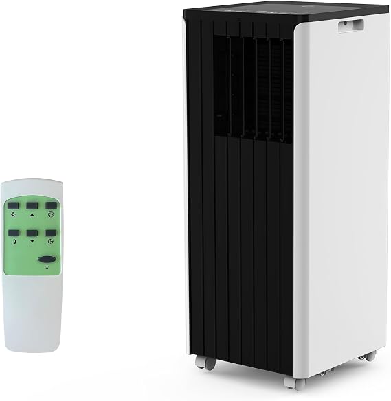 8000 BTUs Portable Air Conditioner - 3-in-1 Air Conditioners with Cooling, Dehumidifying & Fan Modes, 300 CFM, Mobile AC Unit for Rooms Ultra Quiet, Temperature Control 61-88F, Black Top Cover