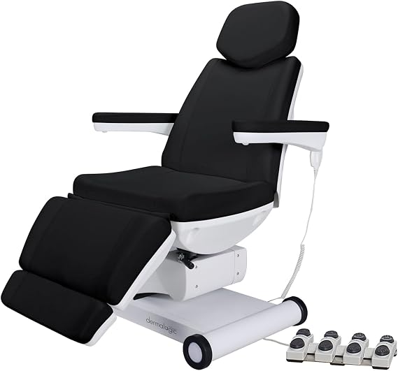 DERMALOGIC Modena Electric Spa Treatment Table 4 Motors Massage Bed with Foot Pedals, Spa Resort Salon Massage Equipment, Black