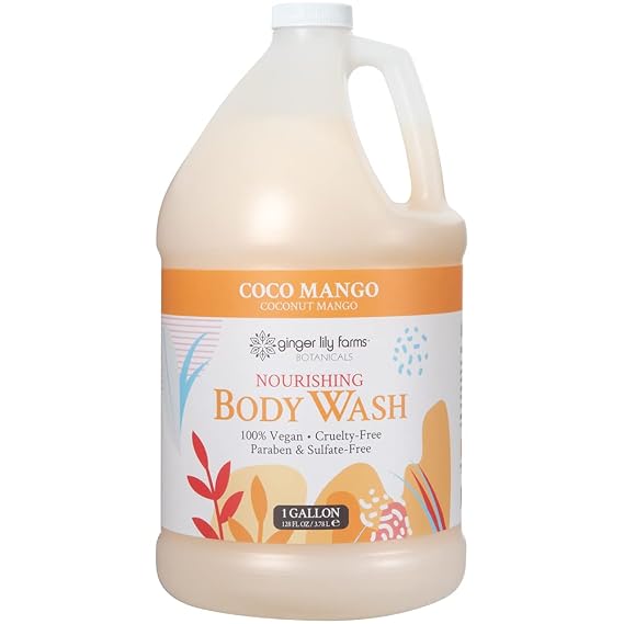 Ginger Lily Farms Botanicals Coco Mango Nourishing Body Wash, Softens, Nourishes and Cleans Skin, Natural Spa Quality, 100% Vegan and Cruelty-Free, 1 Gallon