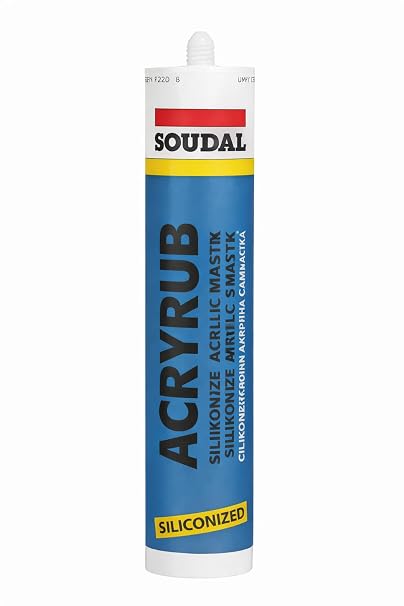 Soudal Acryrub Siliconized Akrilik Mastik – Siyah | Boyanabilir & Silikonlu Derz Dolgu | İç Cephe Sızdırmazlık ve Tamir Silikonu