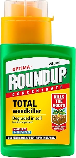 Roundup Optima+ Concentrated Weed Control – Liquid Formula, 280ml & 1L – Suitable for Paths, Gravel, Drives & Fences – Replanting Possible After 24 Hours (280ml)