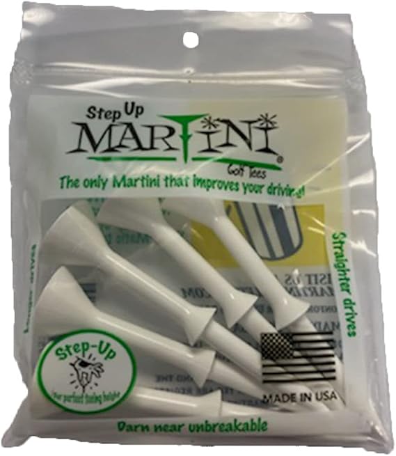 Martini Step-Up Golf Tees - Virtually Unbreakable - White, 3.25 inches