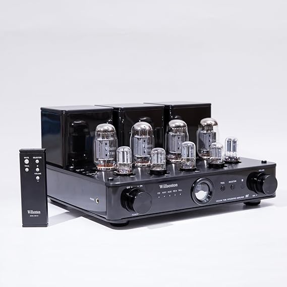 R8 KT88 x4 Tube Amplifier Hi-Fi Integrated Vacuum Tube Amp with Headphone Output KT88,EL34 Replaceable (Black)